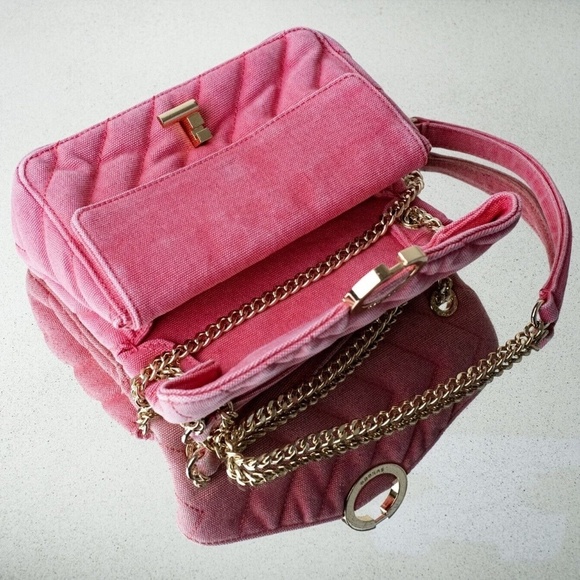 Sandro Yza Quilted Canvas Shoulder Bag Pink - Picture 12 of 13